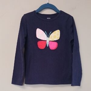 Carter's Cotton Navy Blue Long Sleeve Butterfly T-shirt Size 6